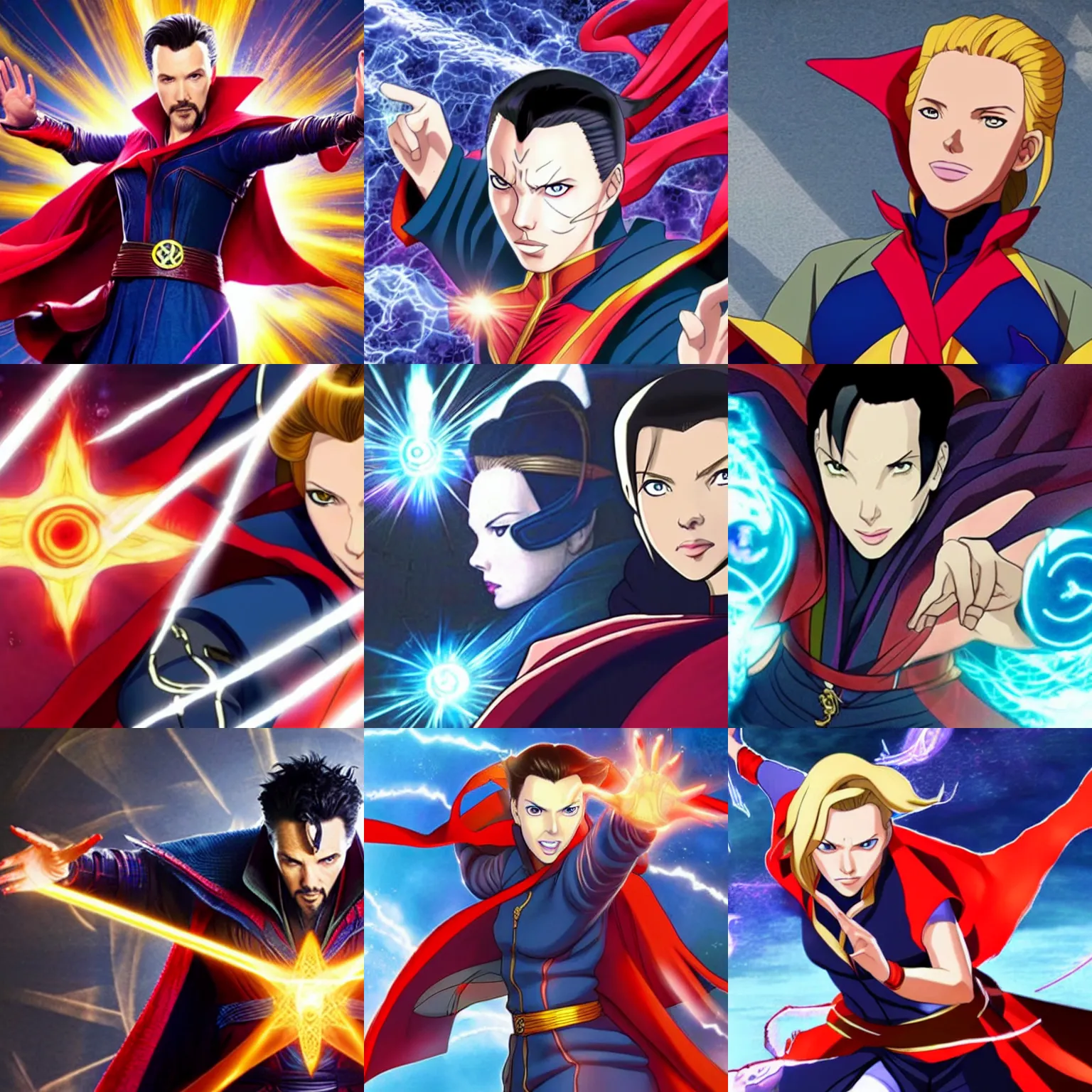 Prompt: scarlett johansson as dr strange in naruto anime