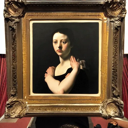 Prompt: photo of young woman by caravaggio