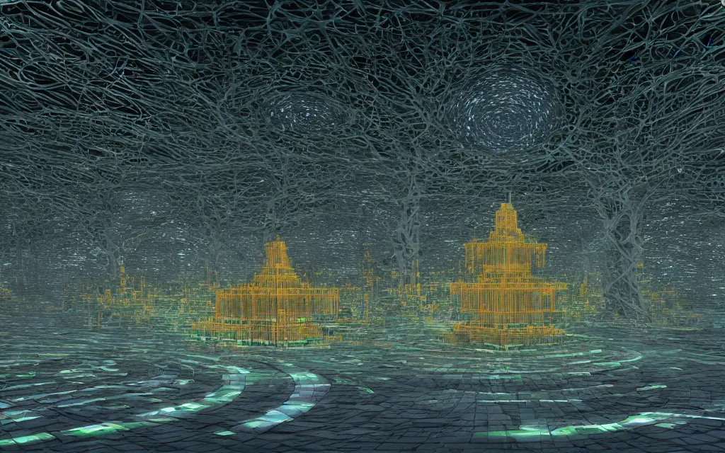 Image similar to prophecy of a techno - spiritual utopian temple, perfect future, award winning digital art