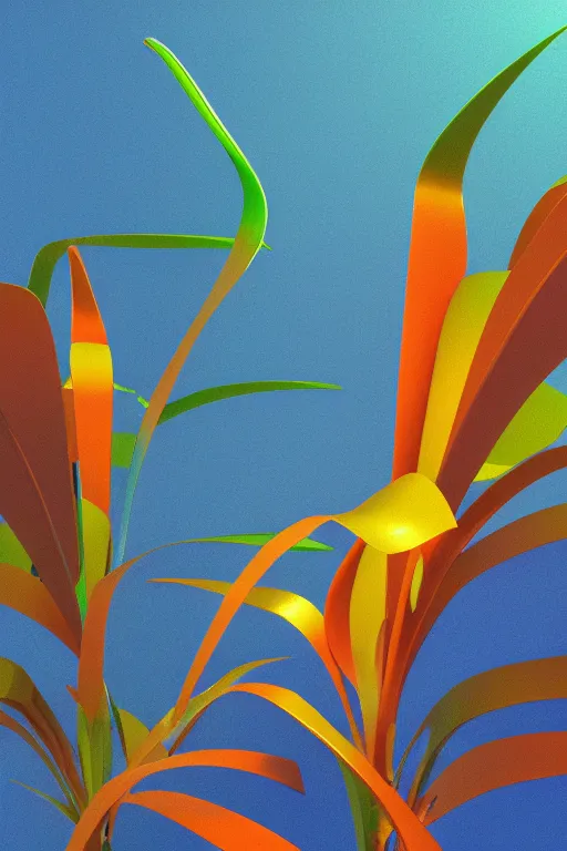 Image similar to a colorful, metallic strelitzia, ( ( ( ( jonathan zawada ) ) ) ) a computer rendering by agnes lawrence pelton, featured on polycount, computer art, rendered in cinema 4 d, octane render, rendered in maya