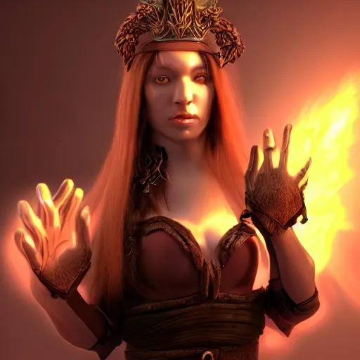 Image similar to beautiful dark sorceress female, 3d render, cinematic shot, hyper realistic