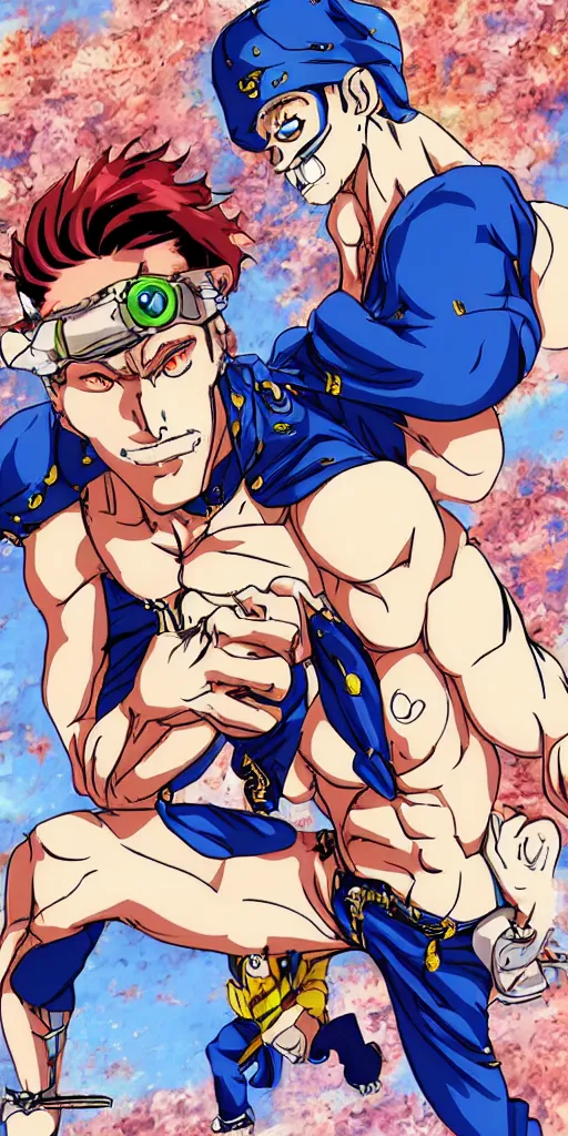 Prompt: Billy Herrington in JoJo's bizarre adventure anime style