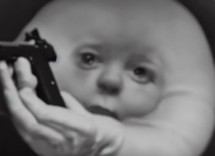 Image similar to ultrasound portrait of fetus holding a gun