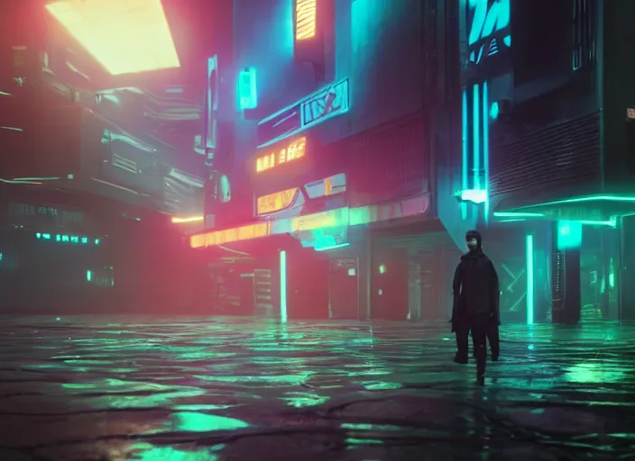 Image similar to a scene from blade runner 2 0 4 9, neon lights, highly detailed, perfect lighting, perfect composition, 4 k, artstation, cinematic, 3 d render, octane render, unreal engine 5, lumen, 8 k, beeple, ray tracing, hdr