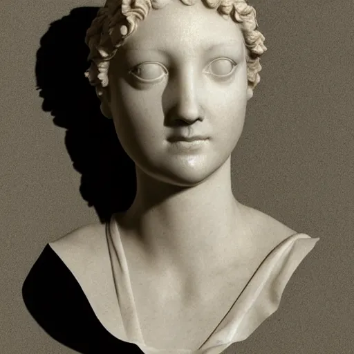 Prompt: a delicate renaissance marble sculpture of a !female !!face , covered with !!!!!veil, subsurface scattering, global illumination, physically based rendering, photorealistic