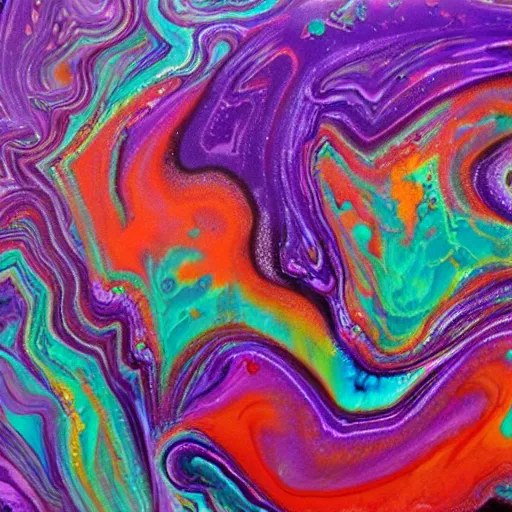 Image similar to acrylic pour painting, psychedelic, dreamy