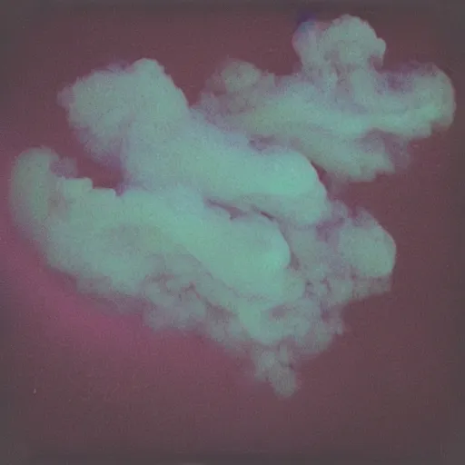 Prompt: polaroid of clouds of smoke that look like dancers, texture, lomography, fashion neon light