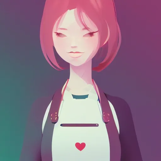 Image similar to a very very very very beautiful full body portrait of a young woman wearing an apron, kantoku, james gilleard, lois van baarle, ilya kuvshinov, rossdraws, very detailed, matte, gaussian blur, tone mapped