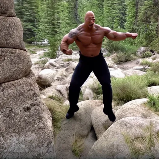 Image similar to dwayne the rock Johnson dancing trail cam