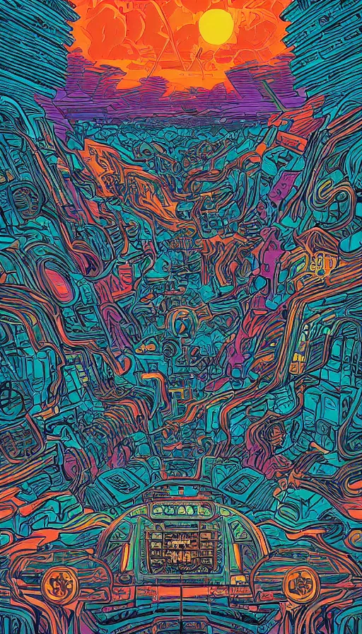 Image similar to techno artwork, by dan mumford