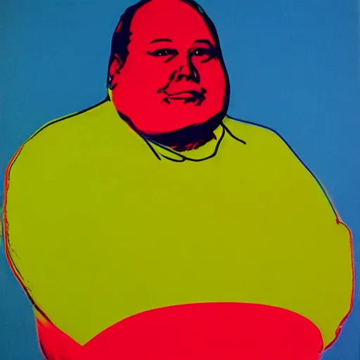 Image similar to portrait of fat man by andy warhol