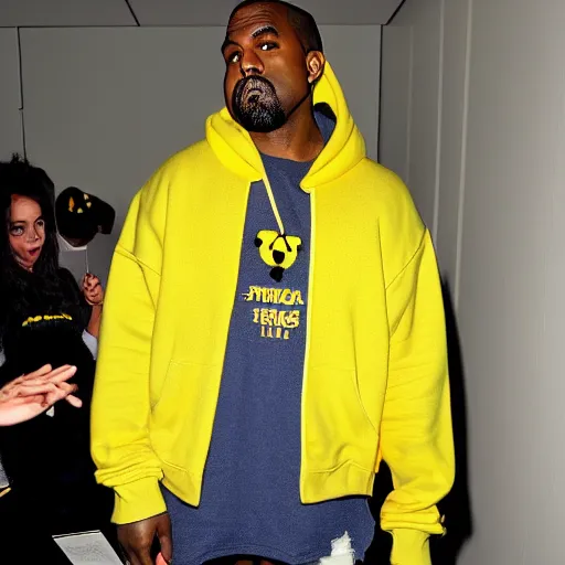 Image similar to kanye west in a yellow pikachu! hoody