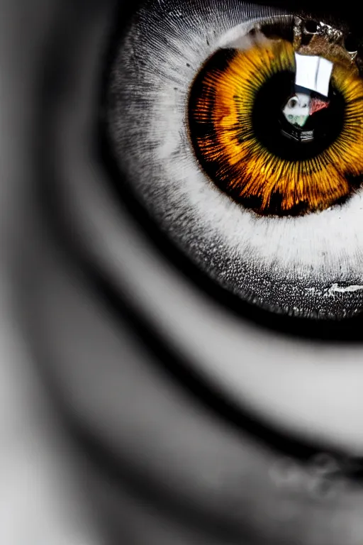 Prompt: macro shot of an eye close up. Highly detailed iris. Ultra HD. Photography. Eye. Macro Lens. f/1.2
