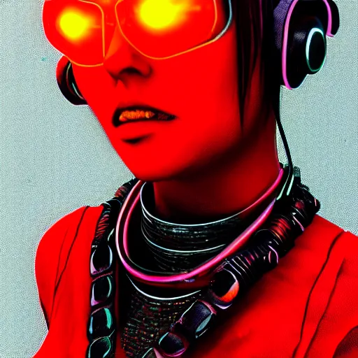 Image similar to detailed realistic cyberpunk female character cyberpunk wearing steel collar around neck, realistic, art, beautiful, 4K, collar, choker, collar around neck, punk, artstation, detailed, female, woman, choker, cyberpunk, neon, punk, collar, choker, collar around neck, thick collar, choker around neck, wearing choker, wearing collar, bright neon punk hair,