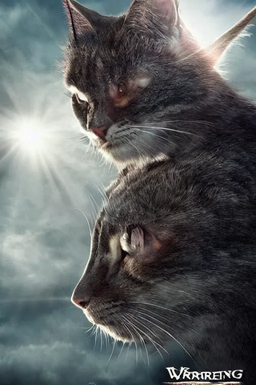 Prompt: a movie poster for warrior cats by wayne mclouglin, depth of field, sun flare, hyper realistic, very detailed, backlighting, cgi