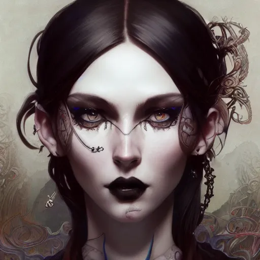 prompthunt: cute goth vampire girl, highly detailed, beautiful symmetrical  face, portrait, 16k resolution concept art