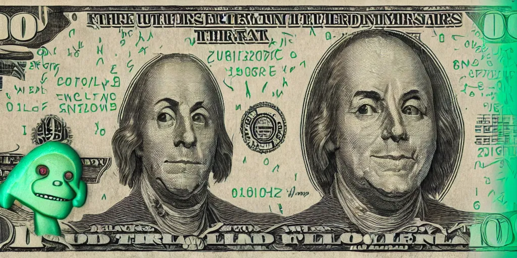 Prompt: ultra realistic 1 million dollars bill with Futurama Bender in the middle.