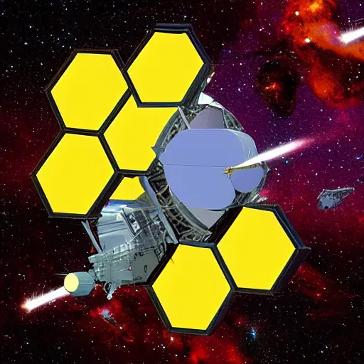 Image similar to “the james webb telescope in outer space, beautiful digital art”