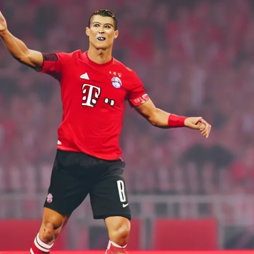 Prompt: Christiano Ronaldo in FC Bayern jersey