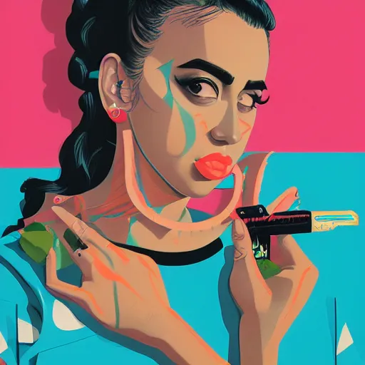 Image similar to Kali Uchis profile picture by Sachin Teng, asymmetrical, Organic Painting , Matte Painting, geometric shapes, hard edges, graffiti, street art:2 by Sachin Teng:4