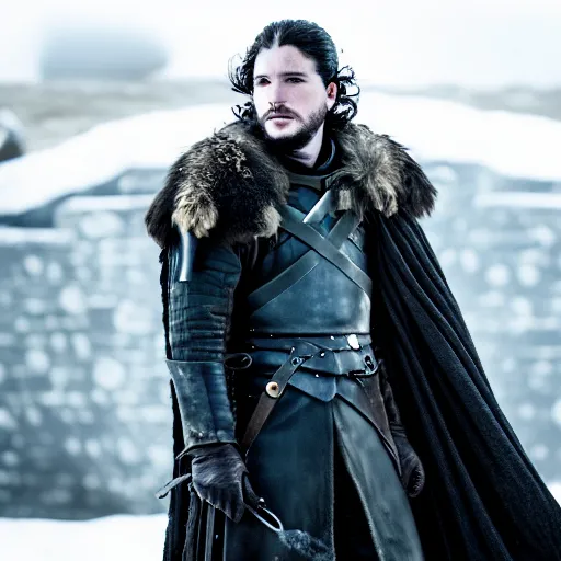Image similar to jon snow from game of thrones, cinematic, epic