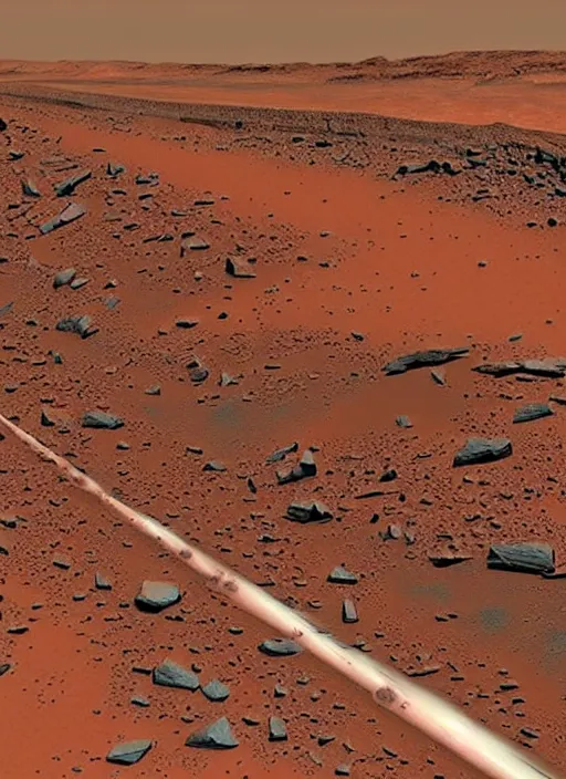 Prompt: train derailment on mars