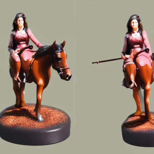 Image similar to 80mm resin detailed miniature of a Woman with a Horse, Product Introduction Photos, 4K, Full body, simple background