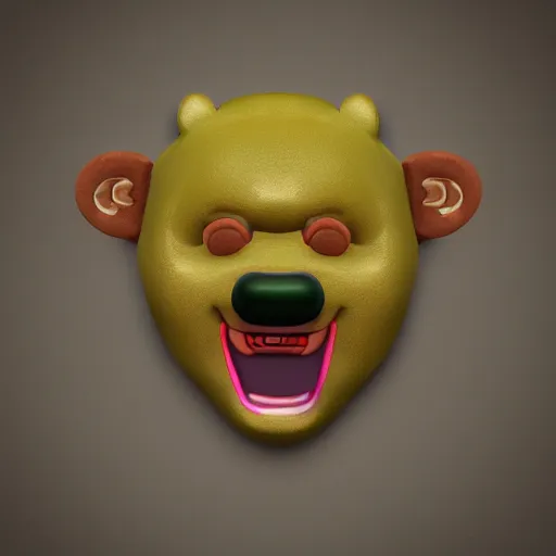 Prompt: photorealistic oni mask of yogi bear