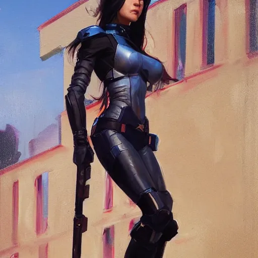 Image similar to greg manchess portrait painting of partially armored x - 2 3 laura kinney as overwatch character, medium shot, asymmetrical, profile picture, organic painting, sunny day, matte painting, bold shapes, hard edges, street art, trending on artstation, by huang guangjian and gil elvgren and sachin teng