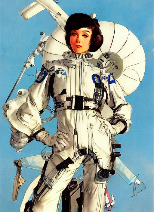 Prompt: a copic maker art nouveau portrait nobara kugisaki futuristic latex pilot suit and a puffy kimono by john berkey norman rockwell