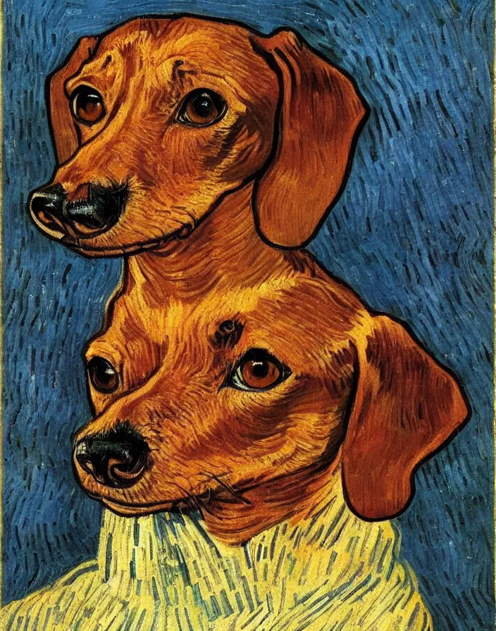 Image similar to Portrait of a dachshund, Vincent Van Gogh