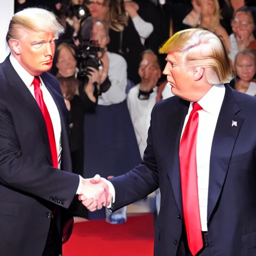 Image similar to anderson cooper and donald trump shaking hands