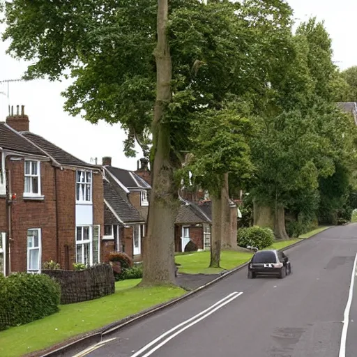 Prompt: british suburban street, houses, cars parked, 2006