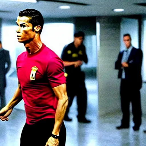 Prompt: movie still of cristiano ronaldo in the movie Heat,