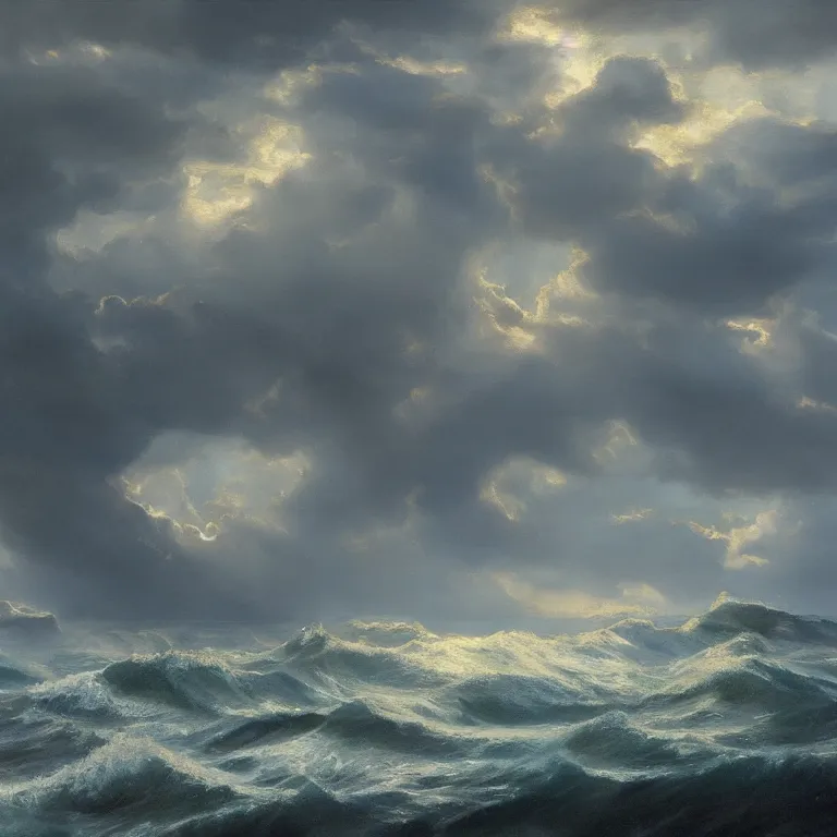 Image similar to a beautiful masterpiece painting of a seascape in a storm by juan gimenez, award winning, trending on artstation,