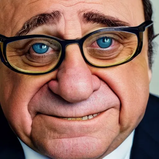 Image similar to closeup portrait of president danny devito!!! in the oval office, studio lighting, 8k