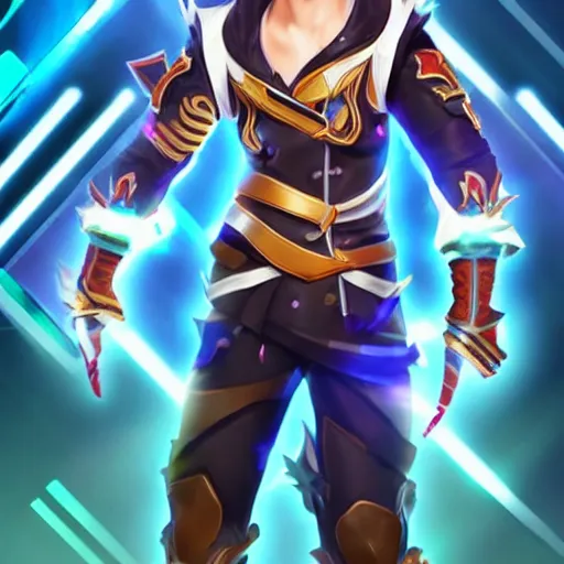 Image similar to xiumin from the kpop band exo as a mobile legends hero, character design, whole body, 8 k, high definition, extremely detailed, photo - realistic