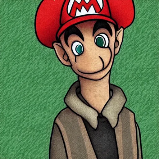 Image similar to portrait of dobby as mario wearing a green outfit by becky cloonan