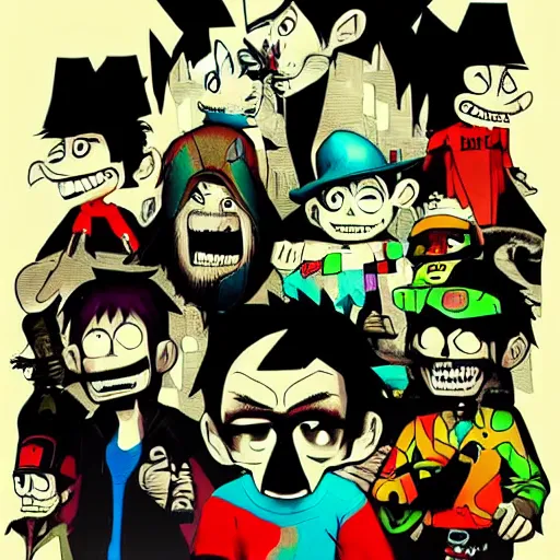 Image similar to linkin park by jamie hewlett in the style of the gorillaz