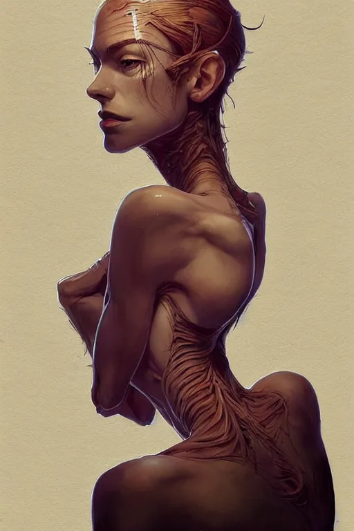 Image similar to Portrait of a slim tall beautiful young woman anatomically correct, beautiful perfect face, enigmatic, magnificent, medium close up, details, sharp focus, elegant, highly detailed, illustration, by Jordan Grimmer and greg rutkowski and PiNe(パイネ) and 薯子Imoko and 香川悠作 and wlop!!!! and maya takamura, intricate, beautiful, sunset!!!, Trending artstation, pixiv, digital Art