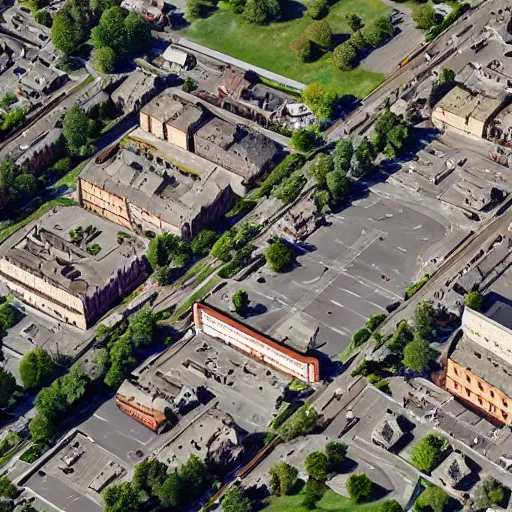 Prompt: top down view on two Hauses in a City suburb