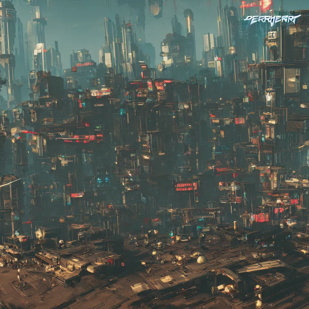 Image similar to horror drone Cyberpunk 2077. CP2077. 3840 x 2160