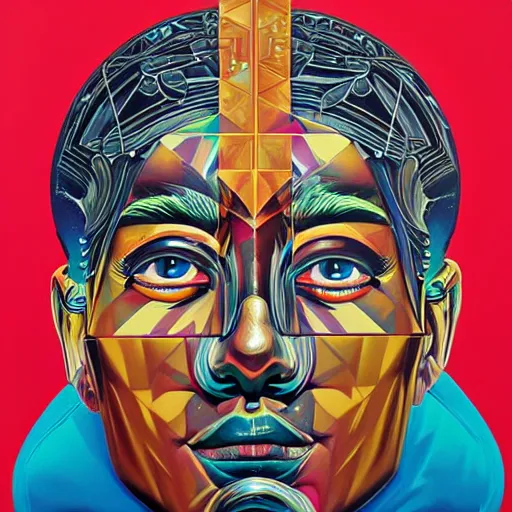 Image similar to Celestial god portrait by Tristan Eaton, geometric, trending dribble, behance