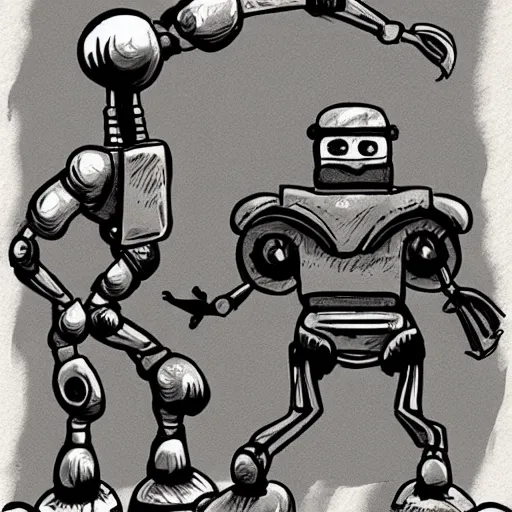 Image similar to caveman drawings. robot overlords