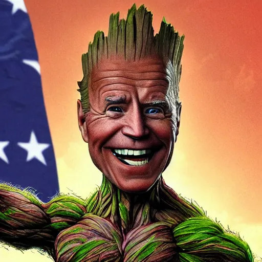 Image similar to joe biden as groot