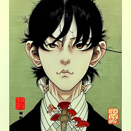 Image similar to prompt : mysterious portrait painted in miyazaki color style drawn by katsuhiro otomo and takato yamamoto, inspired by fables, china doll face, smooth face feature, intricate oil painting, high detail, sharp high detail, manga and anime 2 0 0 0