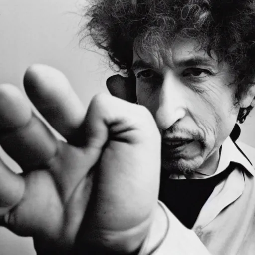 Image similar to pov bob dylan throwing a punch at the photographer