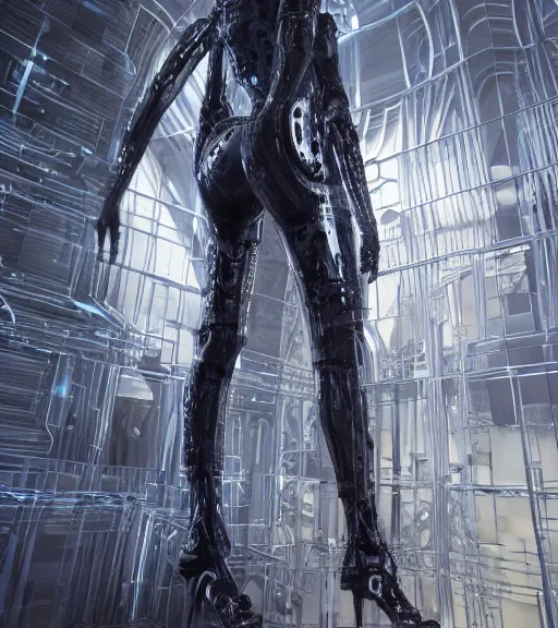 Image similar to tarkovsky greatest scene, aura of the ancient destroyed majestic tower of babylon, woman in gantz suit, futuristic cyber clothing, transparent puffer jacket, hyperealistic, blockchain, cyber world, ambient lighting, concept art, intricate, hyper detailed, smooth, dynamic volumetric lighting, octane, ray trace, cinematic, high quality, cgsociety