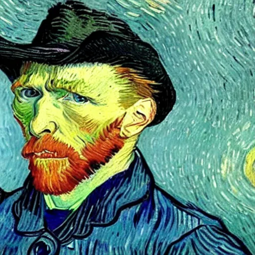 Prompt: vincent van gogh!!!! with a iphone in his hand, illustrated by vincent van gogh, 4 k, 8 k, photorealistic imagery
