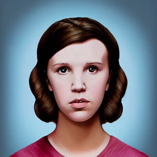 Image similar to portrait of millie bobby brown or carrie fisher by greg ruthkowski